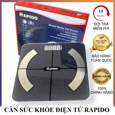 Cân điện tử Rapido RSB02-S thông minh Bluetooth đo 10 chỉ số, bảo hành 12 tháng, giá ưu đãi 65.000₫