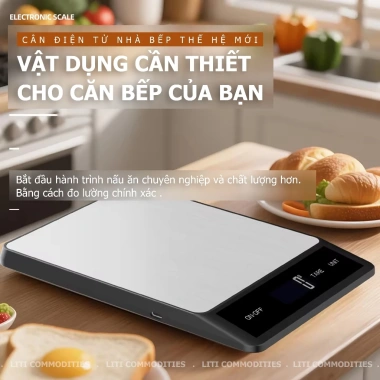 Cân điện tử sạc pin 15kg/1g LCD màn hình inox chống nước trừ bì - Giá chỉ 187.000 VND