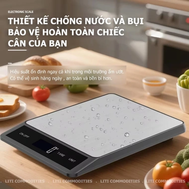 Cân điện tử sạc pin 15kg/1g LCD màn hình inox chống nước trừ bì - Giá chỉ 187.000 VND