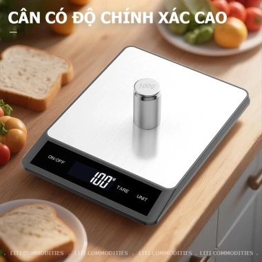 Cân điện tử sạc pin 15kg/1g LCD màn hình inox chống nước trừ bì - Giá chỉ 187.000 VND