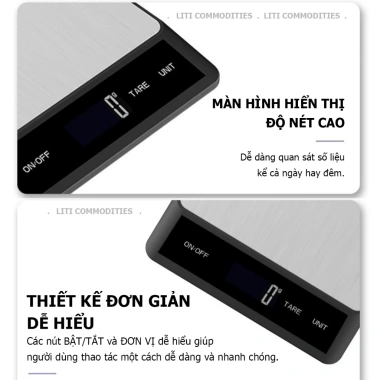 Cân điện tử sạc pin 15kg/1g LCD màn hình inox chống nước trừ bì - Giá chỉ 187.000 VND