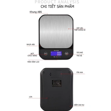 Cân Điện Tử Sạc WH-B37/B28 IP67 - Chính Xác 0.1g, 5‑30kg, Màn Hình LED Rõ Nét, Giá 239k 8