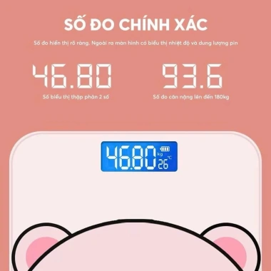 Cân điện tử sức khỏe gia đình 180kg, kính cường lực, tặng pin - Giá 66.000₫ 5