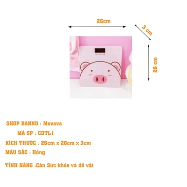 Cân điện tử sức khỏe hình lợn hồng cute, độ chính xác cao, tặng pin và dây đo - 50k 2