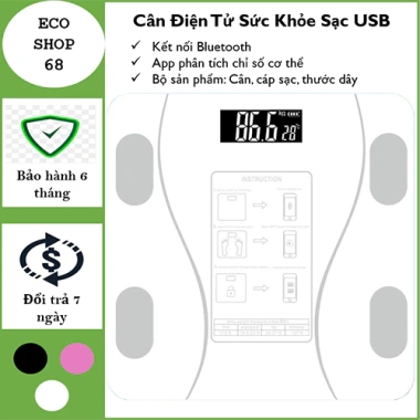 Cân Điện Tử Sức Khỏe Kính Cường Lực, Đo Chính Xác, Tặng Thước Đo Eo - 125k