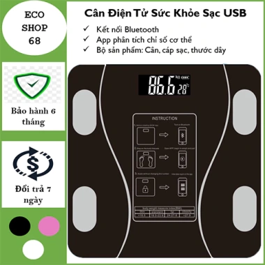 Cân Điện Tử Sức Khỏe Kính Cường Lực, Đo Chính Xác, Tặng Thước Đo Eo - 125k
