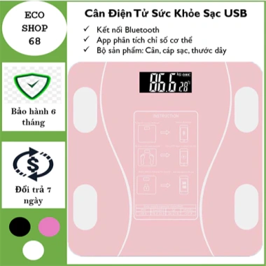 Cân Điện Tử Sức Khỏe Kính Cường Lực, Đo Chính Xác, Tặng Thước Đo Eo - 125k