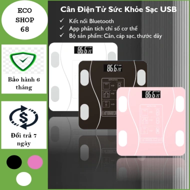 Cân Điện Tử Sức Khỏe Kính Cường Lực, Đo Chính Xác, Tặng Thước Đo Eo - 125k