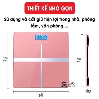 Cân điện tử sức khỏe mặt gương pin tiện lợi, theo dõi cân nặng & nhiệt độ phòng 100% chính xác - Giá 111.500₫ 5