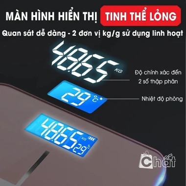 Cân điện tử sức khỏe mặt gương pin tiện lợi, theo dõi cân nặng & nhiệt độ phòng 100% chính xác - Giá 111.500₫ 7
