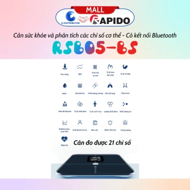 Cân điện tử sức khỏe Rapido RSB02-S thông minh Bluetooth đo 10 chỉ số, bảo hành 12 tháng - Giá chỉ 299.000 VND 4