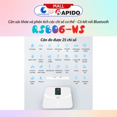 Cân điện tử sức khỏe Rapido RSB02-S thông minh Bluetooth đo 10 chỉ số, bảo hành 12 tháng - Giá chỉ 299.000 VND 5