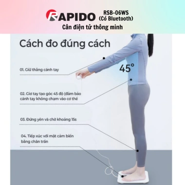Cân điện tử sức khỏe Rapido RSB02-S thông minh Bluetooth đo 10 chỉ số, bảo hành 12 tháng - Giá chỉ 299.000 VND 7