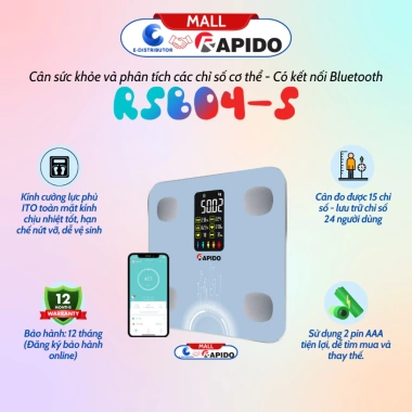Cân điện tử sức khỏe Rapido RSB02-S thông minh Bluetooth đo 10 chỉ số, bảo hành 12 tháng - Giá chỉ 299.000 VND 10