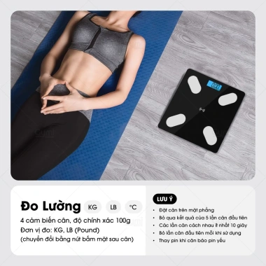 Cân Điện Tử Thông Minh Bluetooth - Đo Cân & Sức Khỏe, Tặng Pin, Giảm Giá Đặc Biệt 108.899₫