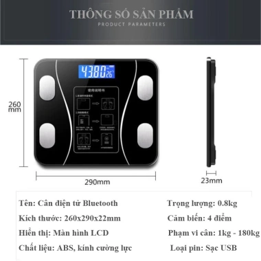 Cân Điện Tử Thông Minh Đo Chỉ Số Cơ Thể, Lượng Mỡ, App Kèm và Hướng Dẫn Sử Dụng - Giá 148.000₫