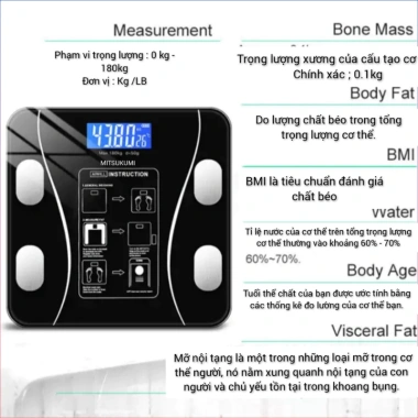 Cân Điện Tử Thông Minh Đo Chỉ Số Cơ Thể, Lượng Mỡ, App Kèm và Hướng Dẫn Sử Dụng - Giá 148.000₫