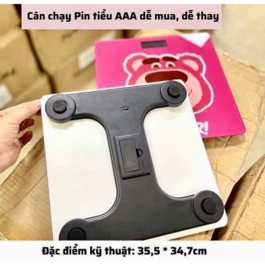 Cân Điện Tử Thông Minh DTN279 Lợn Hồng Đèn LED, Cân Gấu Dâu Mặt Kính, Đo Chính Xác 80.000₫ 8