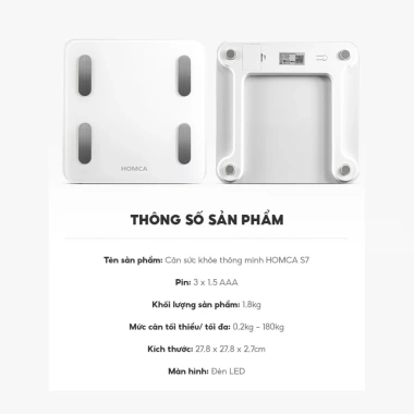 Cân điện tử thông minh HOMCA S7 và S7 Pro Bluetooth đo 15 chỉ số cơ thể - Giá 355.000 VND