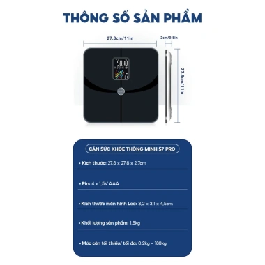 Cân điện tử thông minh HOMCA S7 và S7 Pro Bluetooth đo 15 chỉ số cơ thể - Giá 355.000 VND