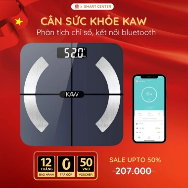 Cân Điện Tử Thông Minh KAW - Phân Tích 11 Chỉ Số Cơ Thể, Bluetooth, Bảo Hành 12 Tháng, Giá ưu đãi 217.549 VND