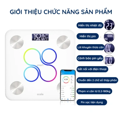 Cân Điện Tử Thông Minh KAW - Phân Tích 11 Chỉ Số Cơ Thể, Bluetooth, Bảo Hành 12 Tháng, Giá ưu đãi 217.549 VND 3