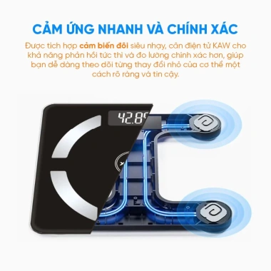 Cân Điện Tử Thông Minh KAW - Phân Tích 11 Chỉ Số Cơ Thể, Bluetooth, Bảo Hành 12 Tháng, Giá ưu đãi 217.549 VND 5