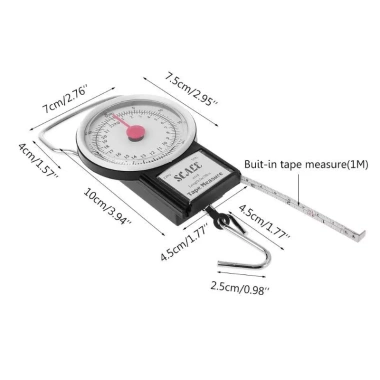 Cân quay số cơ học di động 50LB - Treo cá, hành lý, nhà bếp, móc treo Băng Meas 5