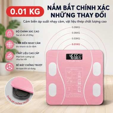 Cân sức khỏe Bluetooth, phân tích chỉ số cơ thể, sạc USB, tải 180kg – 109.000₫