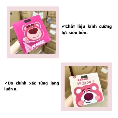 Cân sức khỏe điện tử gấu dâu hồng – Siêu dễ thương, bền bỉ, độ chính xác cao, chỉ 89.000₫ 5