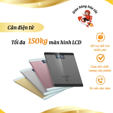 Cân sức khỏe điện tử iScale SE 150kg LCD, kính cường lực, gọn nhẹ, chỉ 85.000 VND