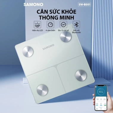 Cân sức khỏe điện tử Samono SW-BS01 4 cảm biến, đo 15 chỉ số, màn hình LED, Bluetooth, app note, BH 1 năm - Giá chỉ 227,998₫ 3