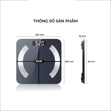 Cân sức khỏe KAW Bluetooth đo cân nặng, chất béo - Độ chính xác cao, giá 215.129₫