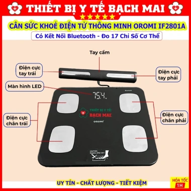Cân sức khỏe thông minh OROMI IF2.801A đo 17 chỉ số, kết nối app, tặng pin - giá ưu đãi 644k