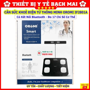 Cân sức khỏe thông minh OROMI IF2.801A đo 17 chỉ số, kết nối app, tặng pin - giá ưu đãi 644k