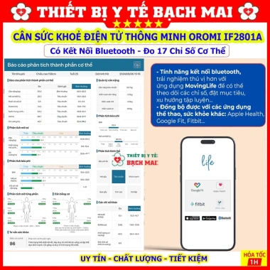 Cân sức khỏe thông minh OROMI IF2.801A đo 17 chỉ số, kết nối app, tặng pin - giá ưu đãi 644k