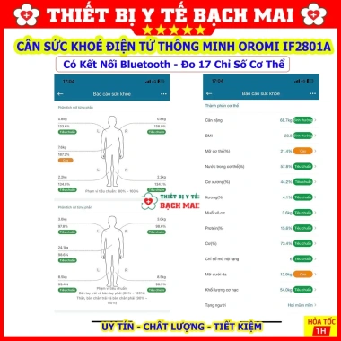 Cân sức khỏe thông minh OROMI IF2.801A đo 17 chỉ số, kết nối app, tặng pin - giá ưu đãi 644k