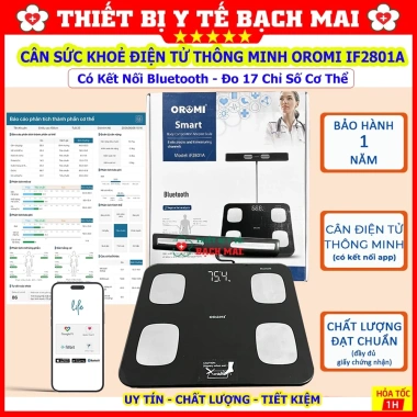 Cân sức khỏe thông minh OROMI IF2.801A đo 17 chỉ số, kết nối app, tặng pin - giá ưu đãi 644k