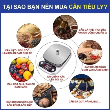 Cân Tiểu Ly Điện Tử Mini 0.1g‑10kg – Độ Chính Xác Cao, Nhỏ Gọn, Tặng Pin – 45.000₫