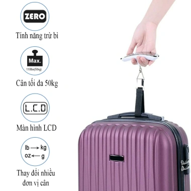 Cân Vali Di Động 50kg/10g - Cân Hành Lý Kỹ Thuật Số, Đèn Nền, Chính Xác, Giảm Giá