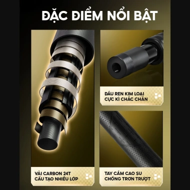 Cán vợt carbon câu đài V5 Agent Rice Fishing 24T cao cấp, tay cầm cao su KK-68 - Giá chỉ 219.000₫