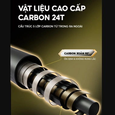 Cán vợt carbon câu đài V5 Agent Rice Fishing 24T cao cấp, tay cầm cao su KK-68 - Giá chỉ 219.000₫