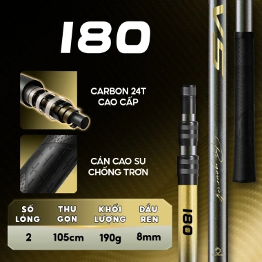 Cán vợt carbon câu đài V5 Agent Rice Fishing 24T cao cấp, tay cầm cao su KK-68 - Giá chỉ 219.000₫