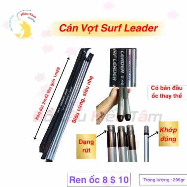 Cán Vợt Câu Cá Surf Leader Carbon 2 Đốt Thu Gọn 1m29 - Kéo Dài 2m42 Siêu Cứng Nhẹ, Giá ưu đãi 369.900đ