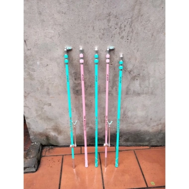 Cán vợt săn QINHU carbon 2.1-2.7m - xanh lam, hồng, vành xanh/đen, giá 216k