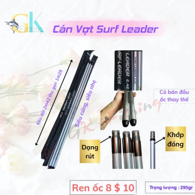Cán Vợt Surf Leader 2 Đốt Carbon Siêu Cứng Nhẹ - Ốc 8 & Ốc 10, Giá ưu đãi 372.000