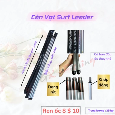 Cán Vợt Surf Leader 2 Đốt Carbon Siêu Cứng Nhẹ - Ốc 8 & Ốc 10, Giá ưu đãi 372.000