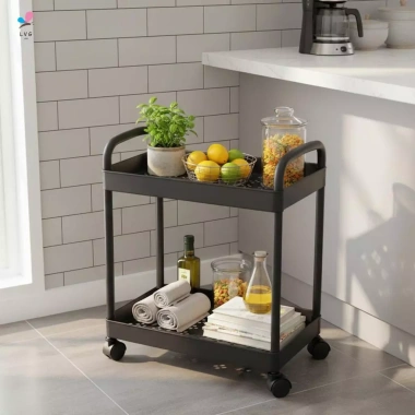 Cán Xe Đựng Đồ Nhựa Di Động Có Bánh Xe - Tiện Lợi Cho Bếp, Tắm, Ngủ & Đồ Ăn Nhẹ