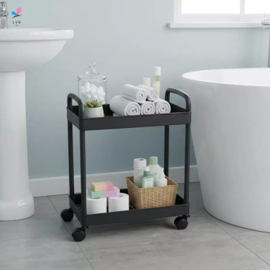 Cán Xe Đựng Đồ Nhựa Di Động Có Bánh Xe - Tiện Lợi Cho Bếp, Tắm, Ngủ & Đồ Ăn Nhẹ