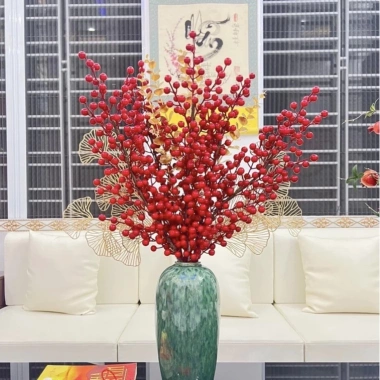 Cành đào đông 100cm 12 nhánh cao cấp - Set tài lộc trang trí Tết, bình TT22, giá ưu đãi 35.500 VND